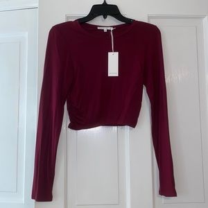 Burgundy cropped long sleeve top